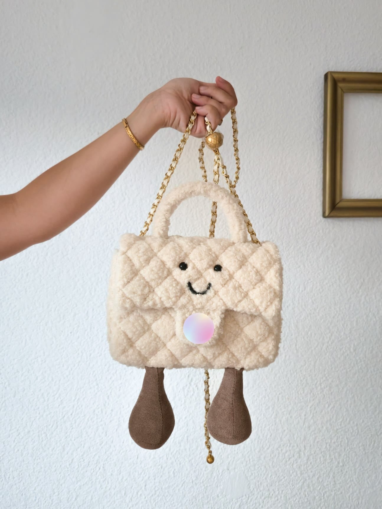 Smiley Chain Bag – Cream